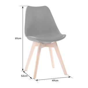 Lot de 4 chaises en velours NORA grises avec coussin