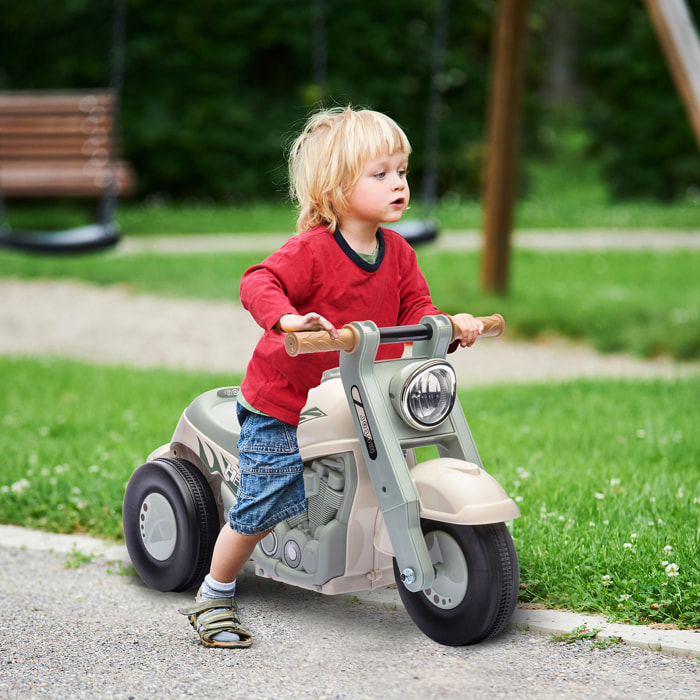 Moto Correpasillos para Niños de 2-5 Años Correpasillos con Música Burbujas Carga 30 kg 80x35,5x42 cm Crema