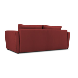 Canapé convertible avec coffre de rangement "Madrid" 3 places en tissu structurel rouge