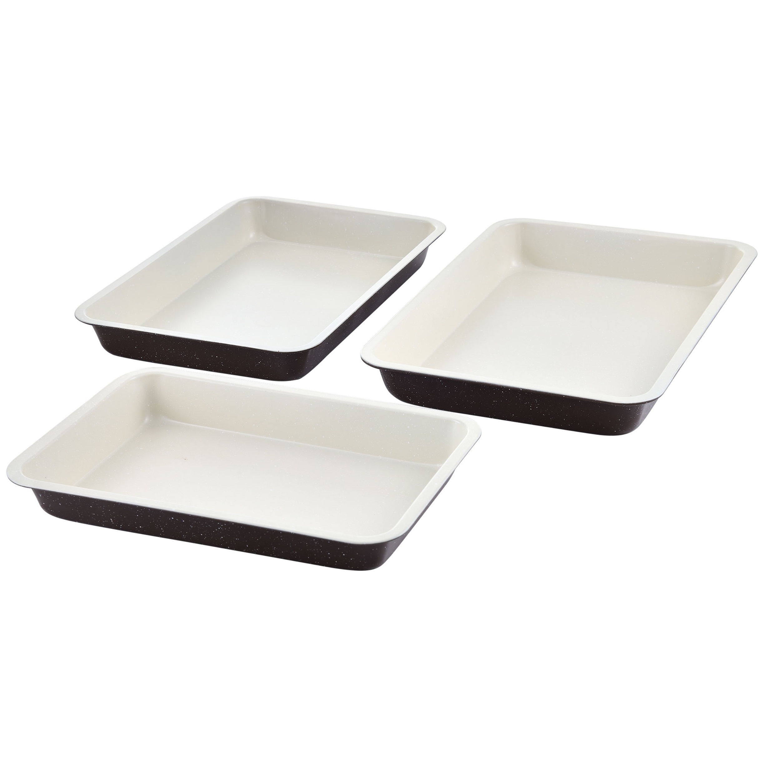 Set 3pc de bandeja de horno en acero natural| 28,5 x 19,5 x 3,5cm / 31,5 x 21,5 x 3,5cm / 34 x 24 x 3,5cm