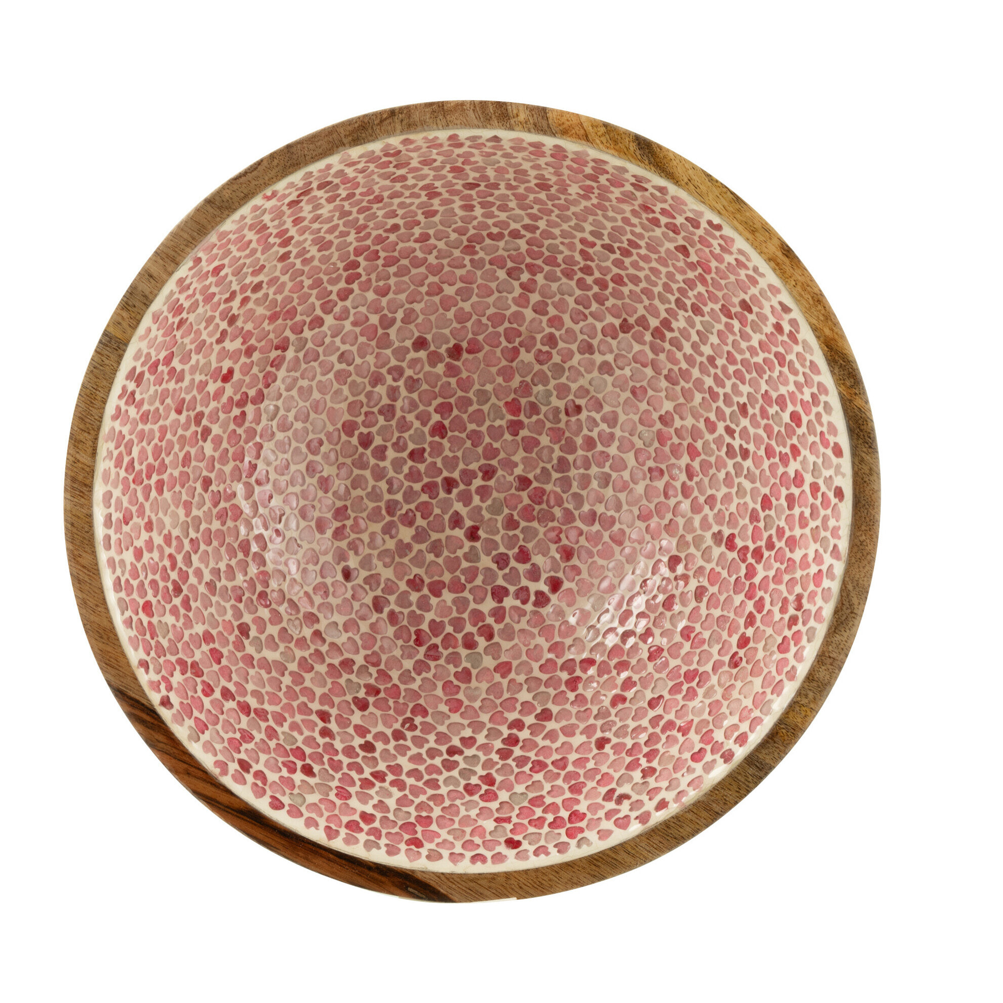 J-Line Bol Coeur Mosaique Bois De Manguier Rose Large