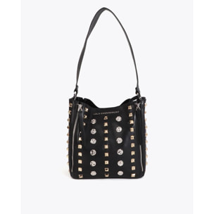 Borsa a tracolla con borchie oro e argento