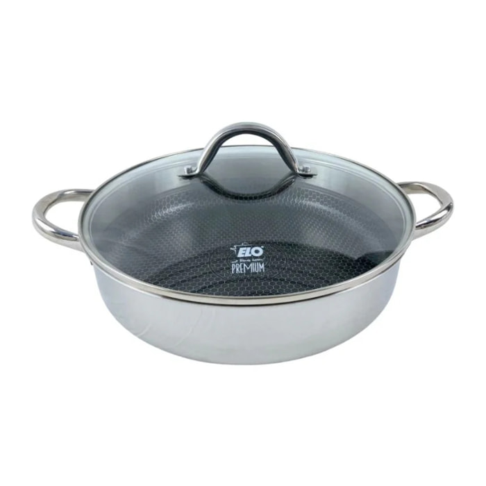 Sautoir 28 cm en inox 18/10 avec couvercle Elo Relief Evolution