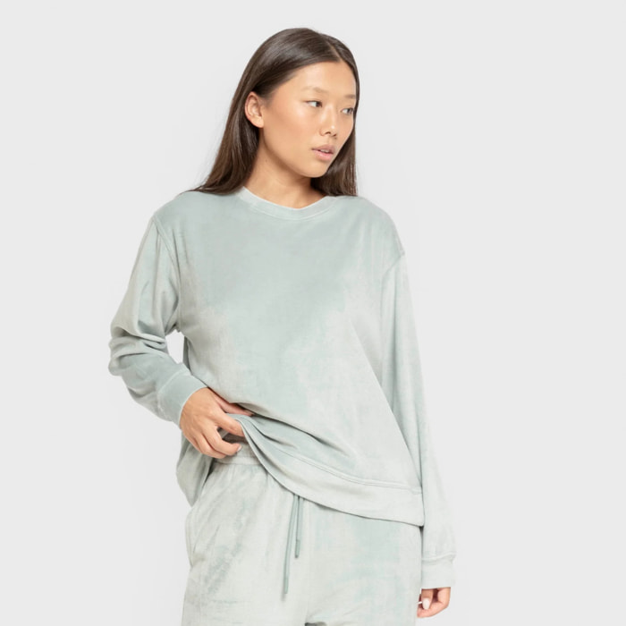 Pigiama in velluto super soft tinta unita verde tiffany