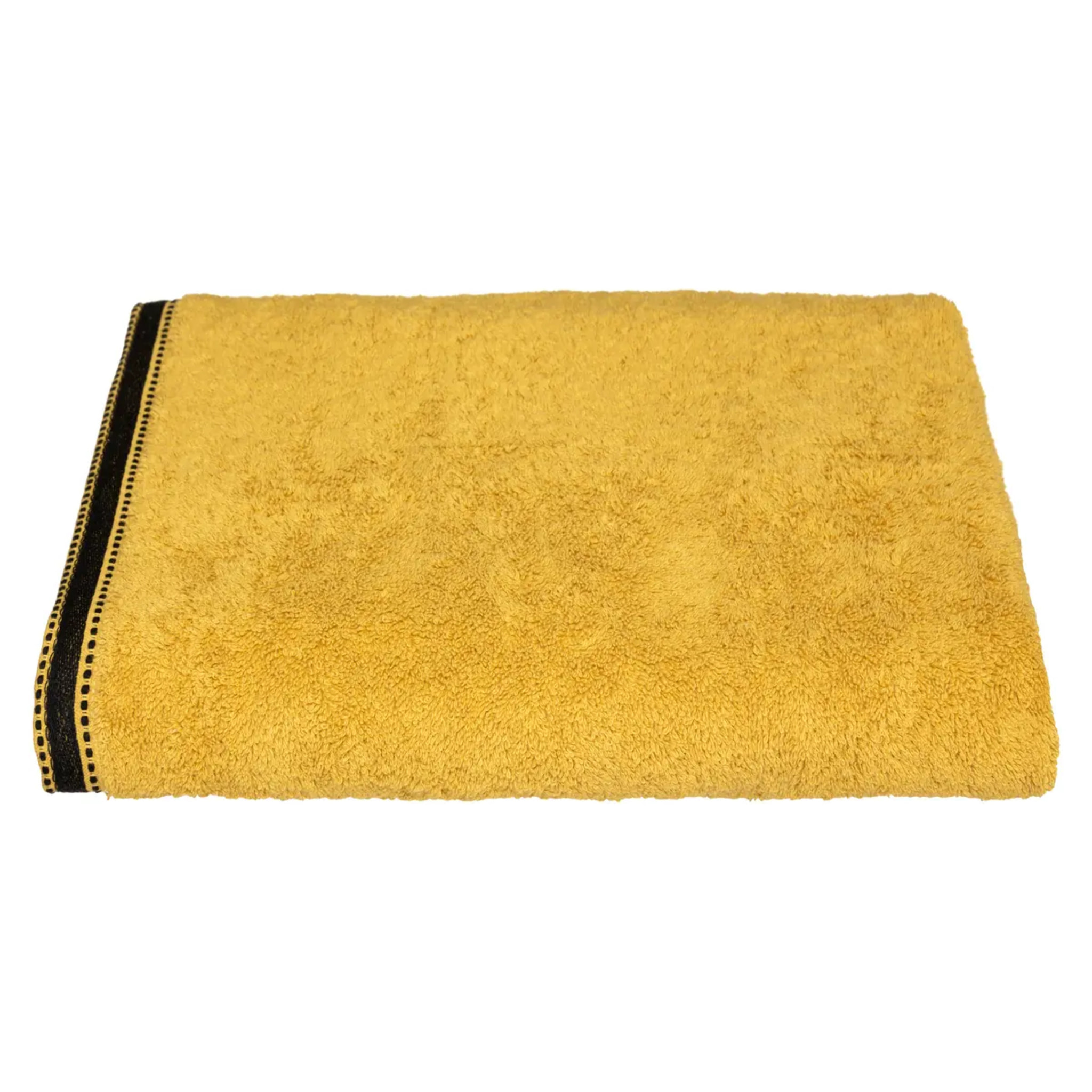 Drap de bain "Joia" coton jaune moutarde 100x150cm
