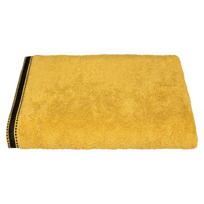 Drap de bain "Joia" coton jaune moutarde 100x150cm