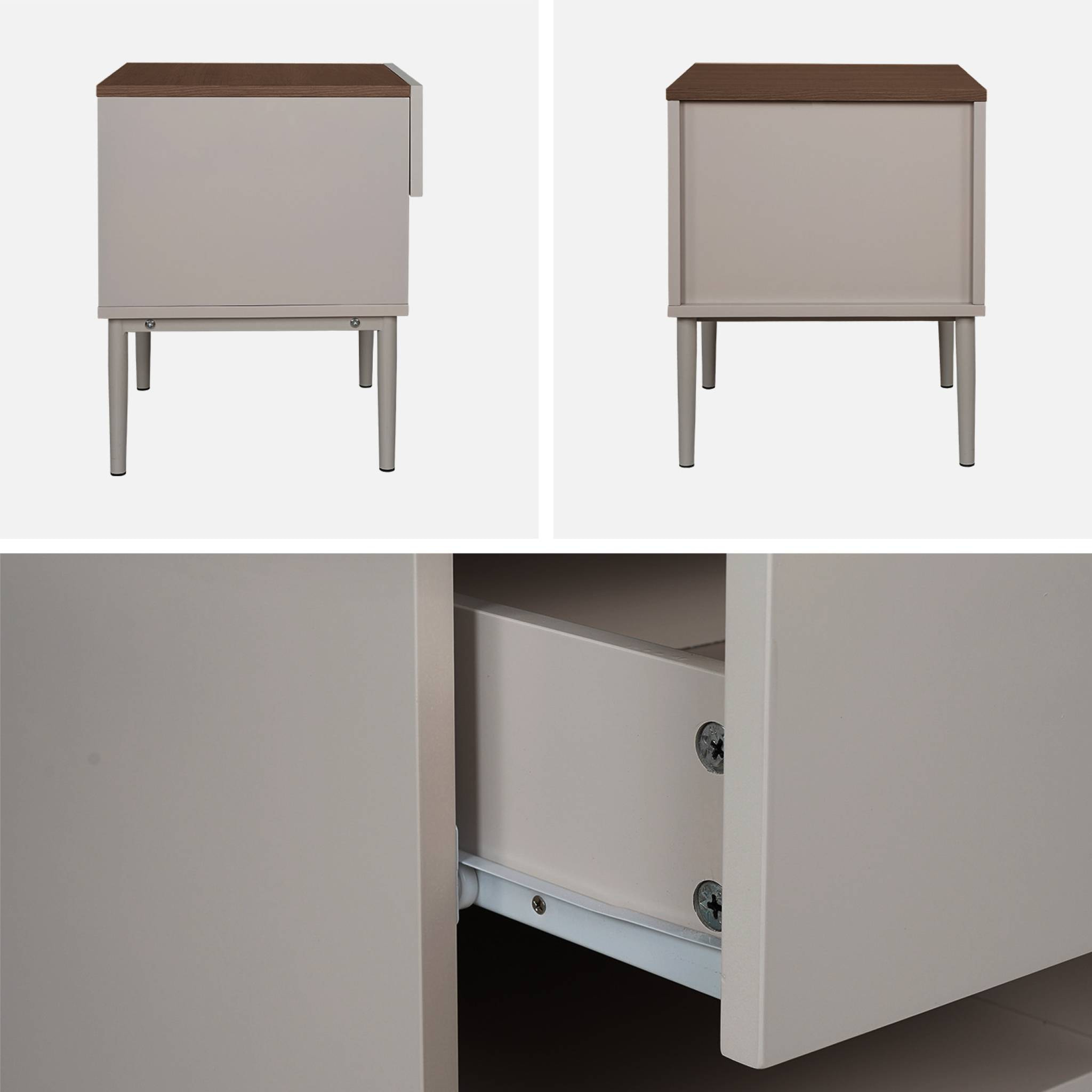 Table de chevet métal et décor bois 1 tiroir 1 niche  ASHTON