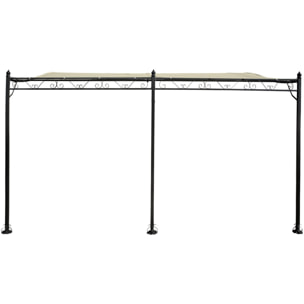 Pergola tonnelle adossée en métal - 3 x 4 m - Beige