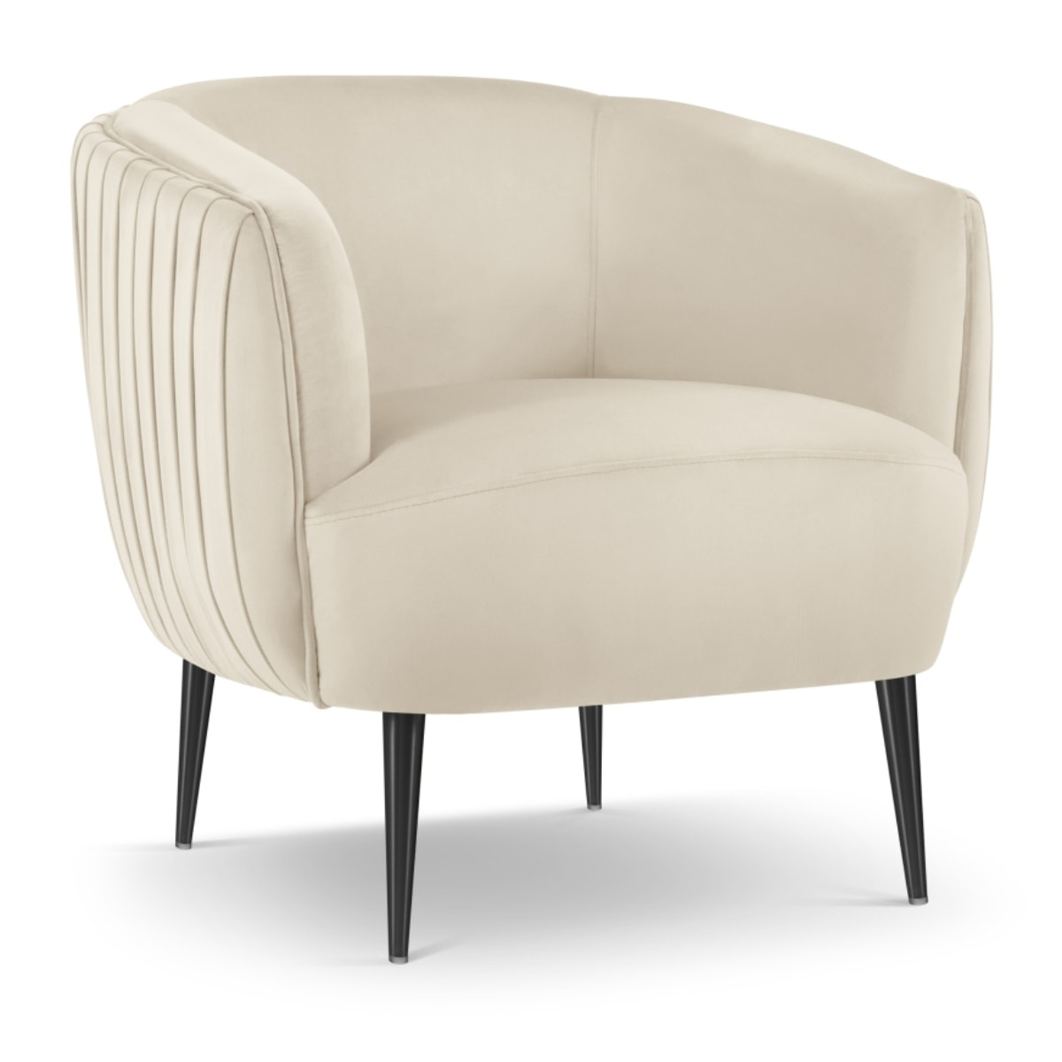 Fauteuil "Cyrille" en velours beige clair