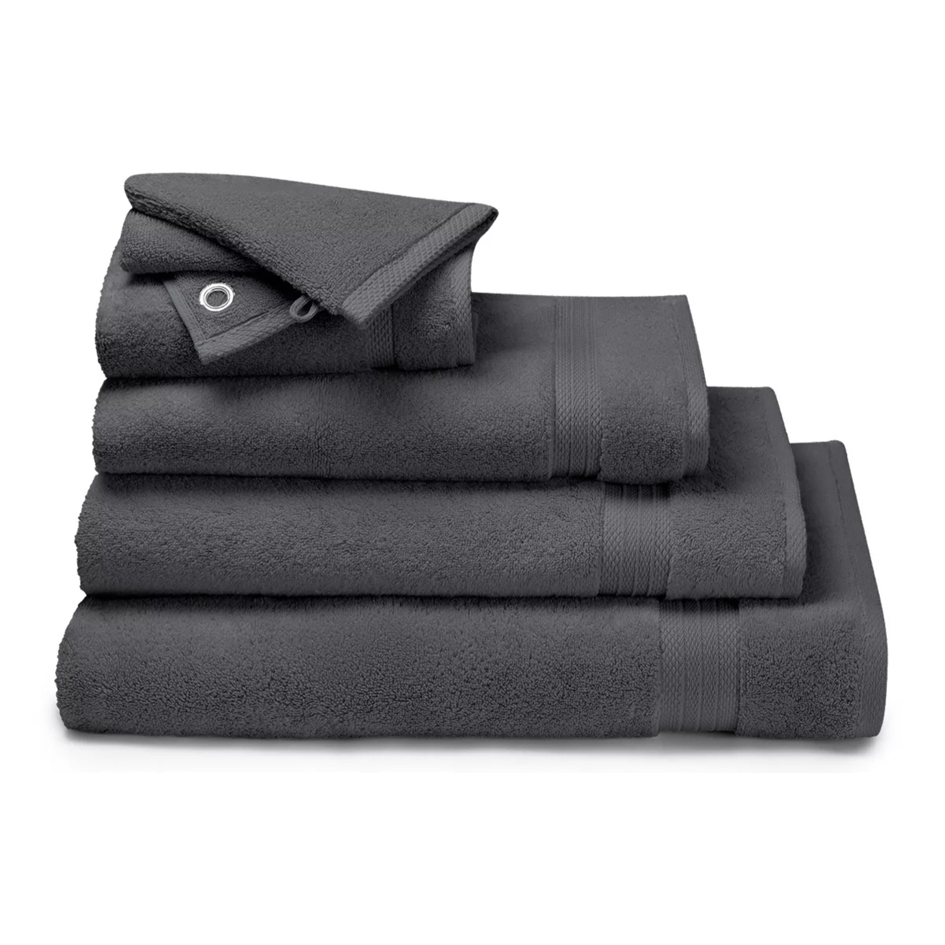 Serviette invites pur coton 550 g/m² uni anthracite Elea carbone