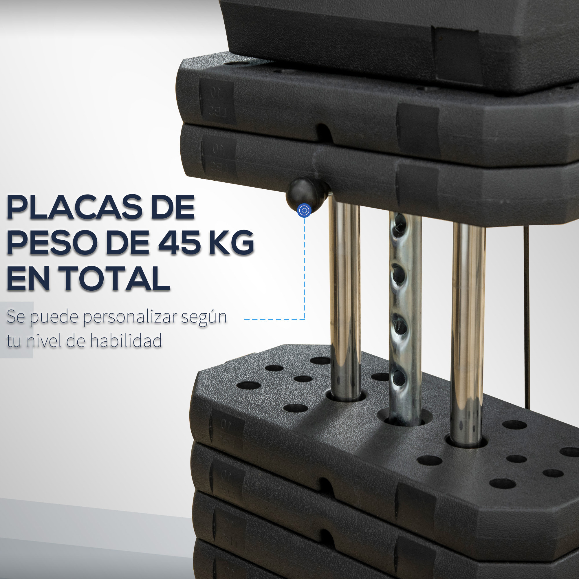 Multiestación con Estribo para Piernas Placas de Peso de 45 kg 135x103x210 cm