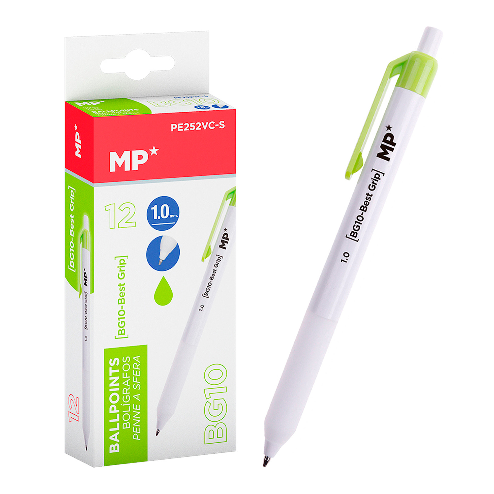 PACK 12 BOLÍGRAFOS 1.0 mm VERDE CLARO