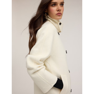 Motivi - Cappotto a kimono in panno misto lana - Bianco