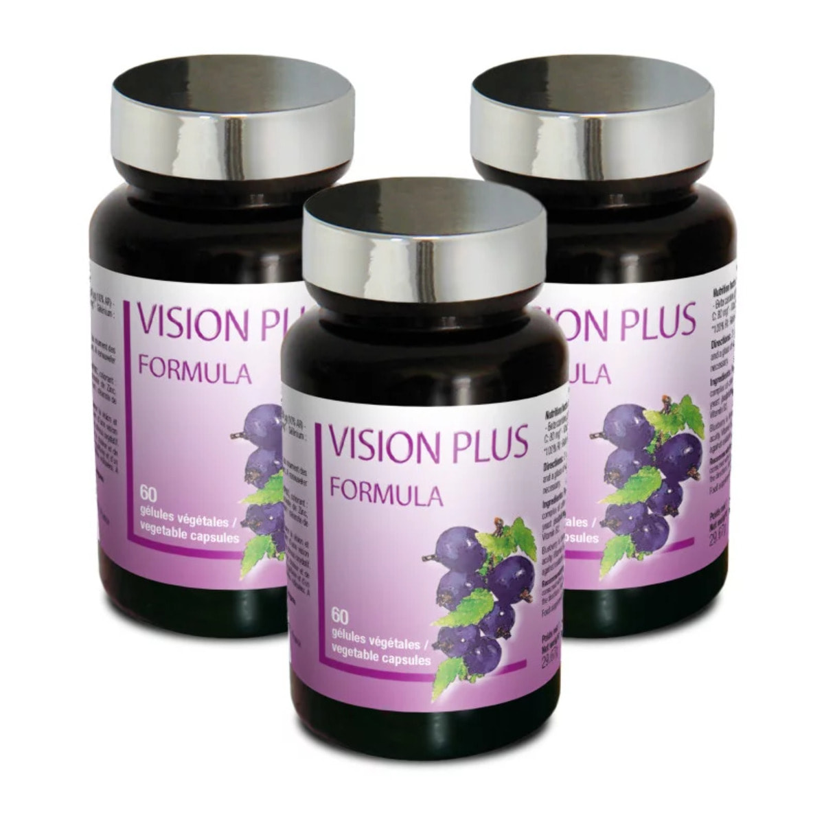 NUTRI EXPERT - Vision Plus - Confort visuel - A base de myrtille - 60 gélules végétales - Cure 30 jours - Marque Française - Lot de 3 produits