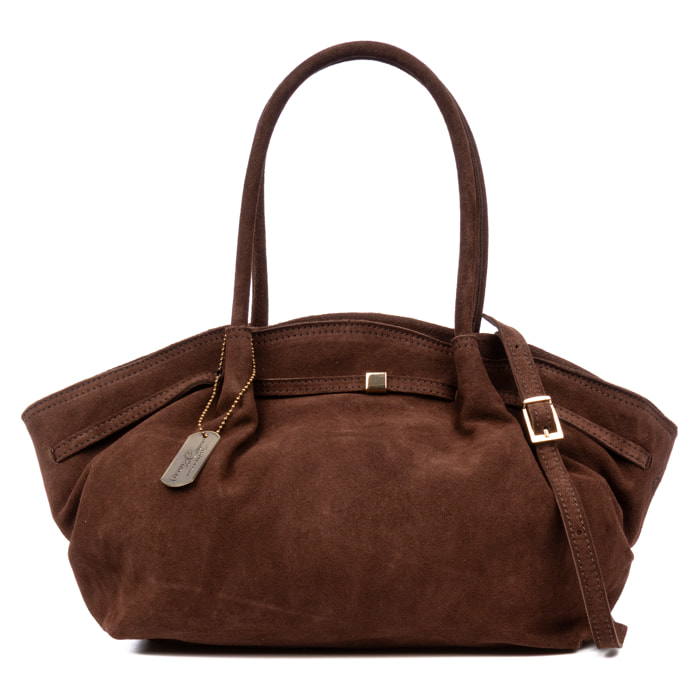 Baradili bolso de hombro mujer. Piel auténtica gamuza.