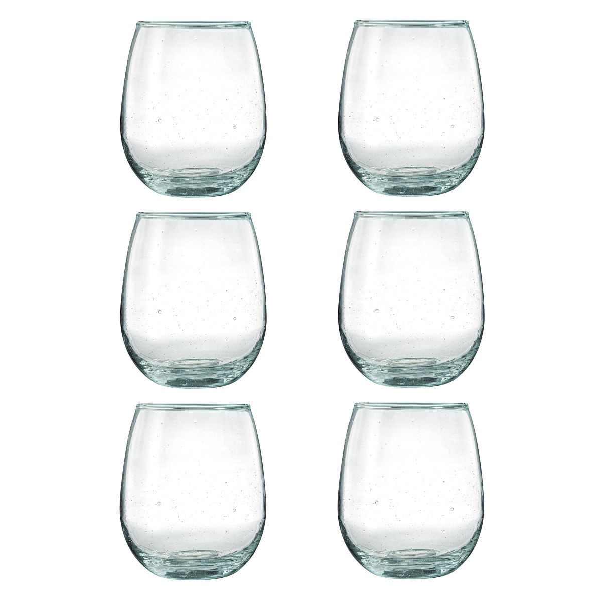 Nour - Lot 6 gobelets 30 cl en verre recyclé soufflés bouche