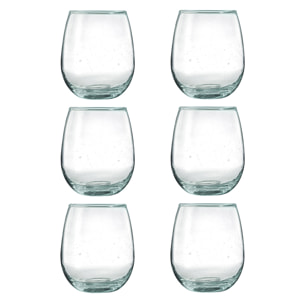 Nour - Lot 6 gobelets 30 cl en verre recyclé soufflés bouche