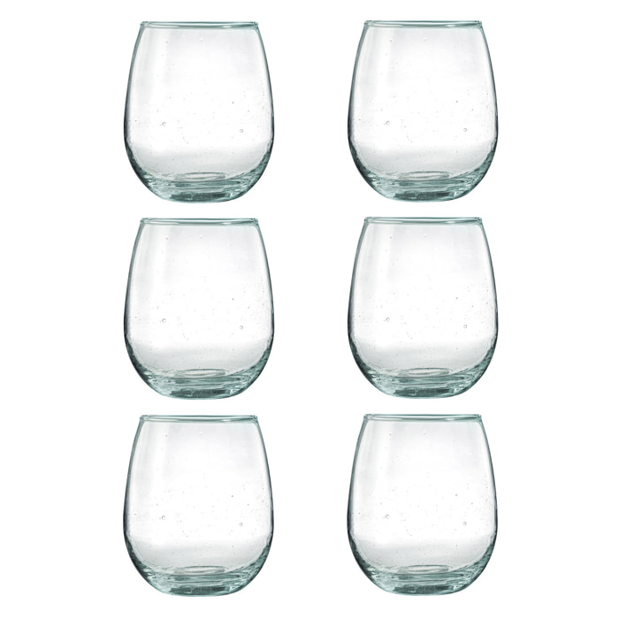 Nour - Lot 6 gobelets 30 cl en verre recyclé soufflés bouche