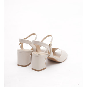 SANDALO TACCO FASCIA E CINTURINO CHOCOLA' PANNA