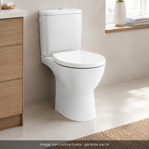 WC à poser sans bride surélevé PMR sortie horizontale Patio avec abattant