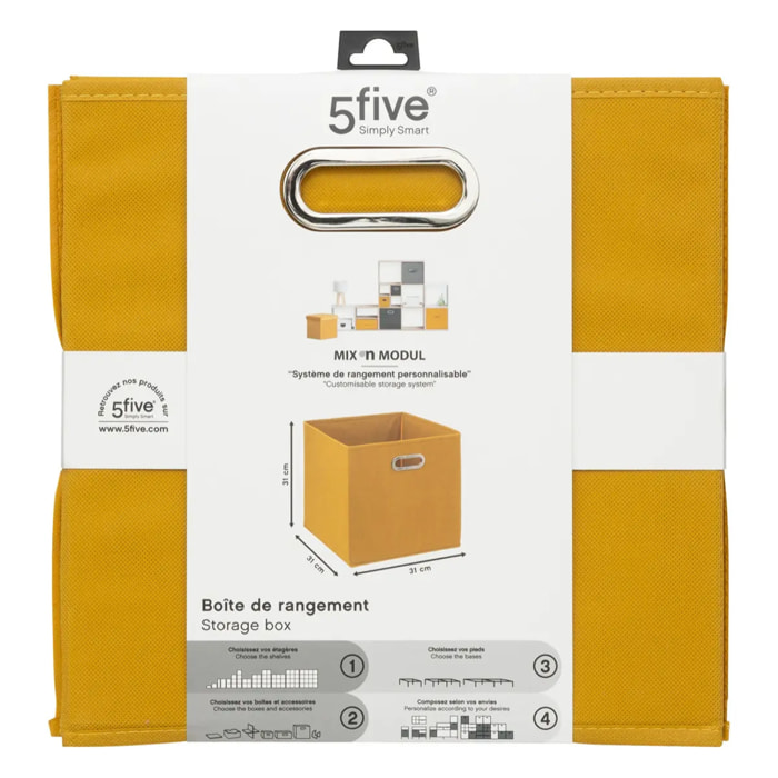 Panier tissu 31x31cm "Mix N' Modul" jaune moutarde