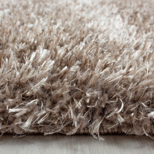 Tapis longs poils shaggy tissé motif uni RAMU