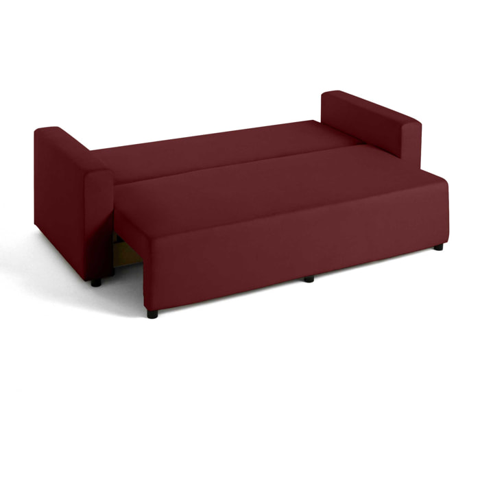 Regala - canapé 3 places - convertible avec coffre - en tissu - Rouge