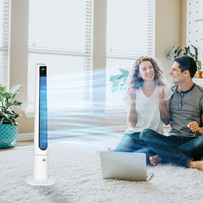 Ventilador de Torre, Ventilador de Pie Silencioso 50W con Control Remoto, 3 Velocidades, 3 Modos, Temporizador 12H, Oscilación 40°, Pantalla LED, para Hogar y Oficina, Blanco