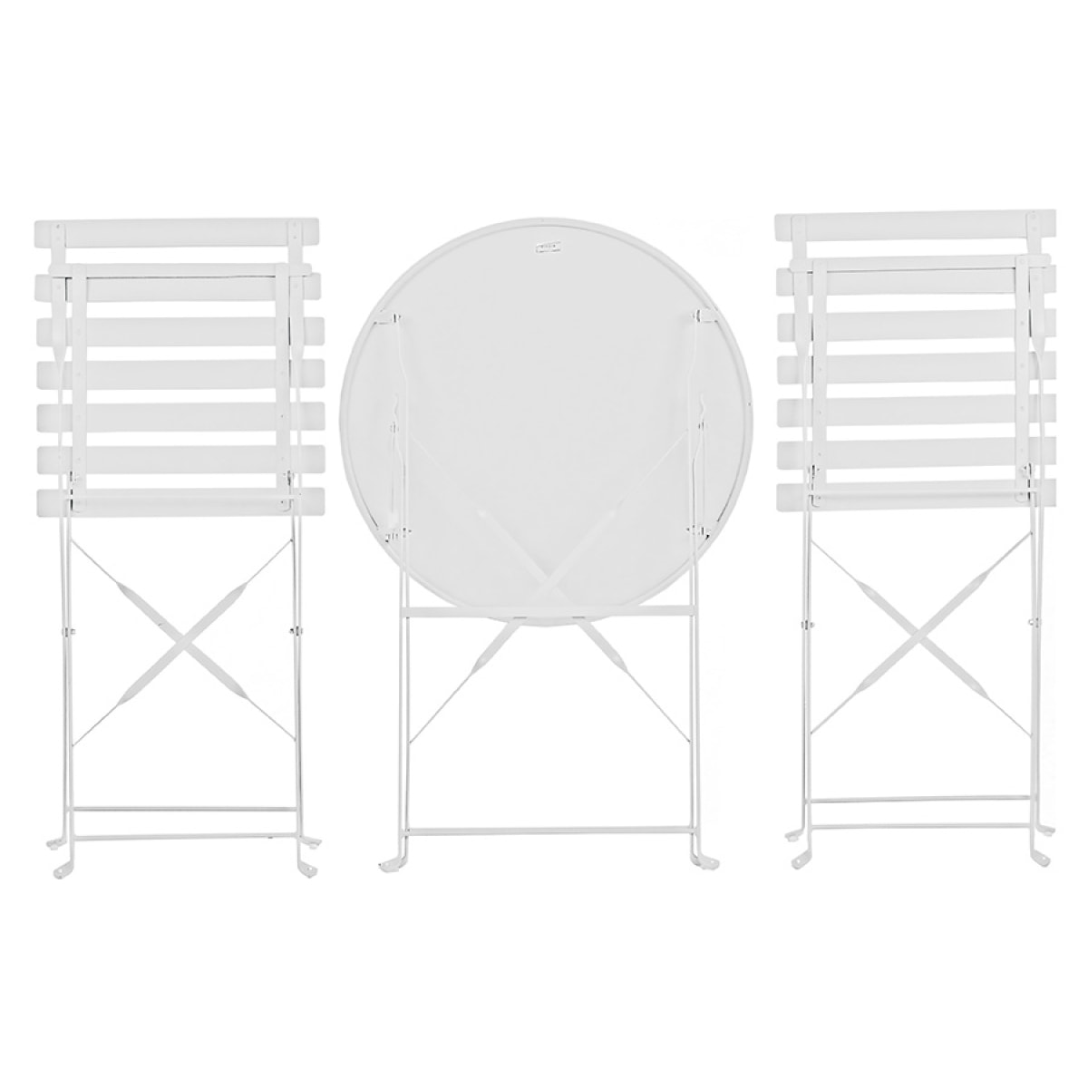 Set tavolino e sedie da esterni in acciaio richiudibili Dalia bianco