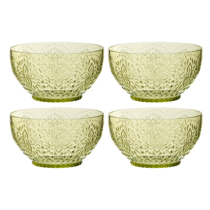 J-Line Boite 4 Bols Plastque Vert