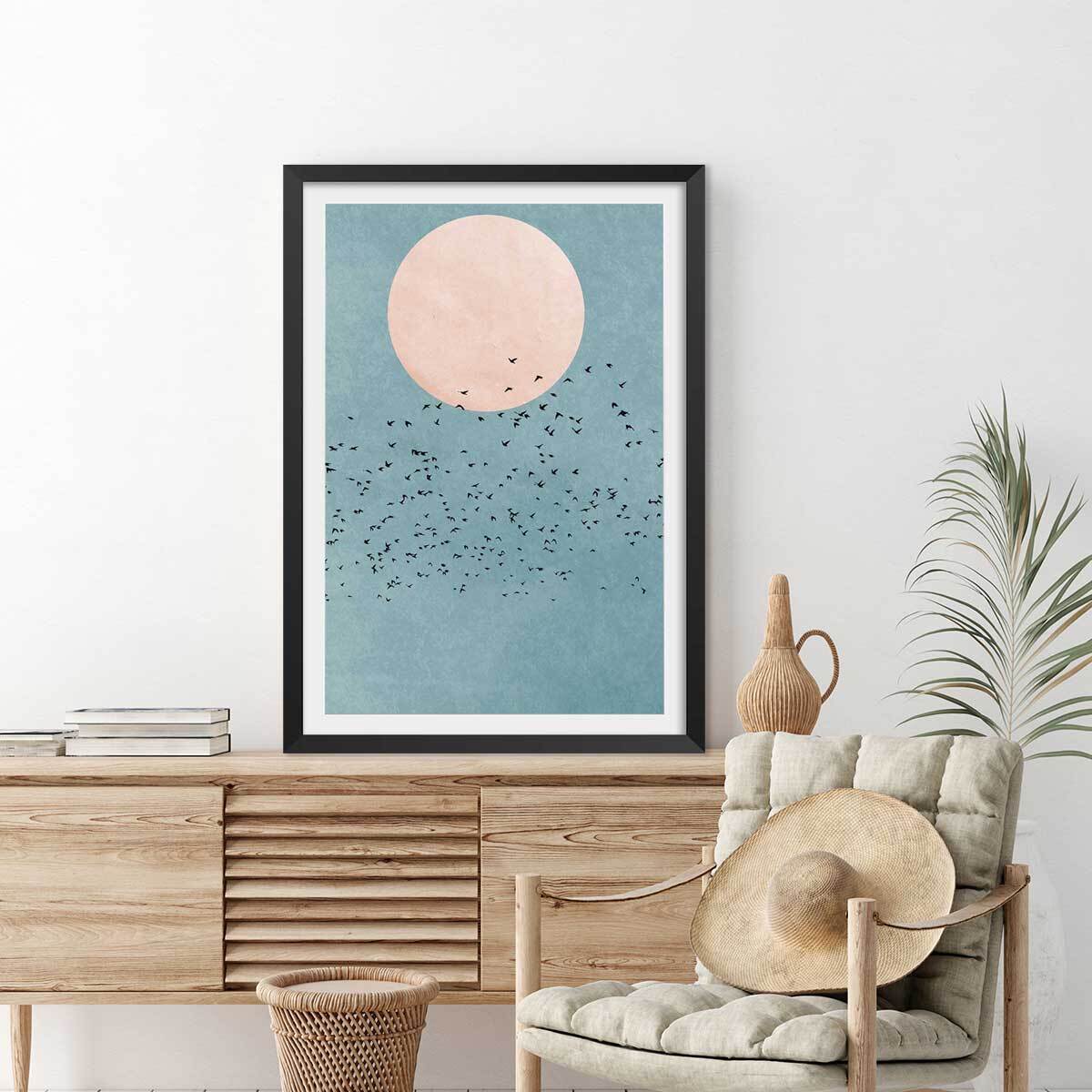 Affiche paysage Beauté du jour Affiche + cadre en bois - Noir