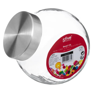 Bocal verre à bonbons couvercle inox 15L