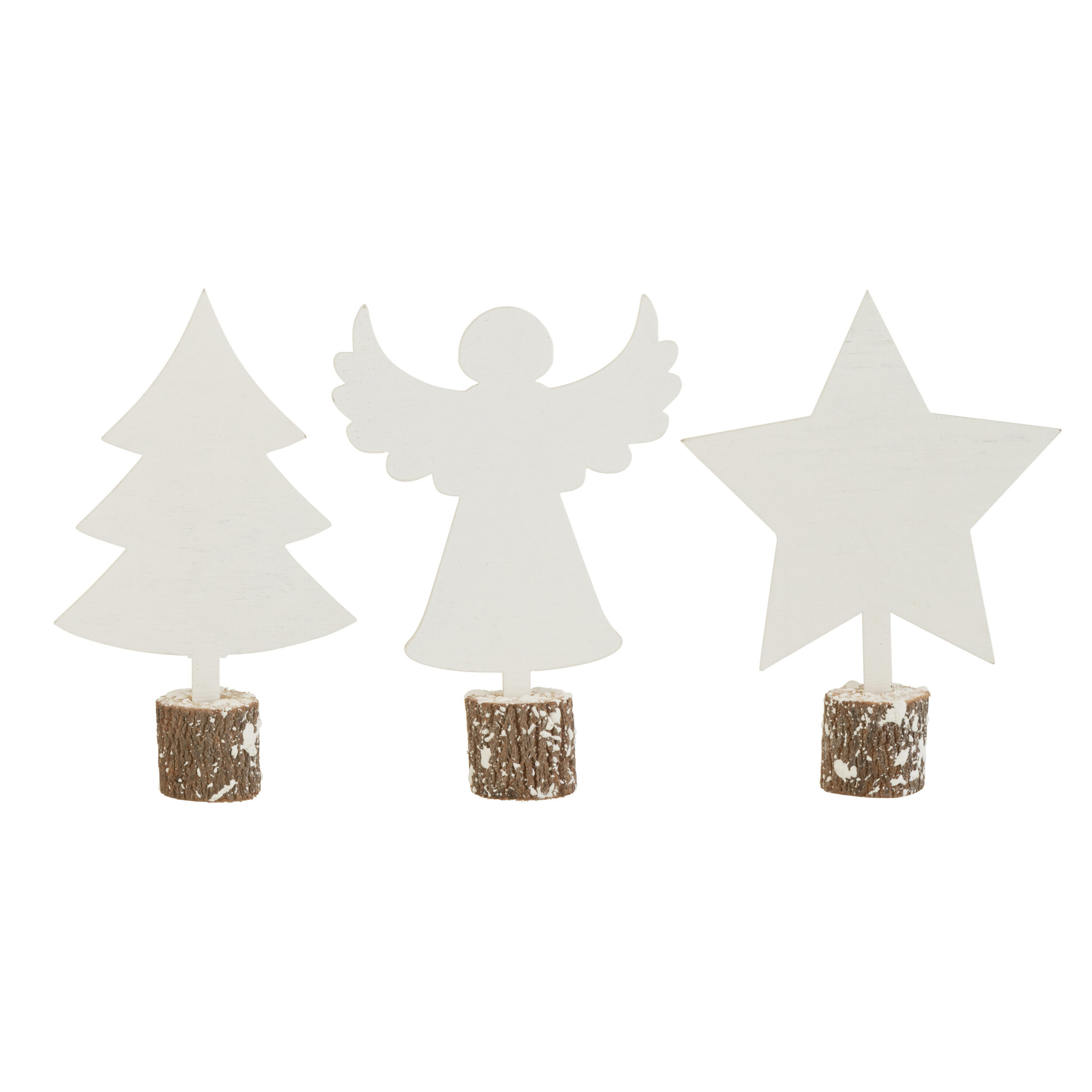 J-Line figurine de Noël - contreplaqué - blanc - 3 pcs