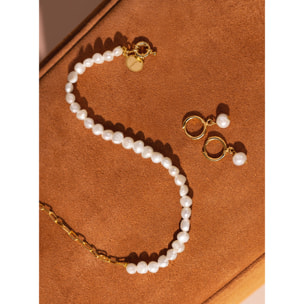 Orecchino Pearl Argento Placcato Oro