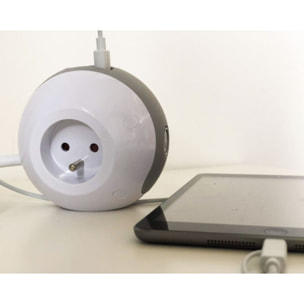 Multiprise USB WATT AND CO Wattball Blanc - Gris