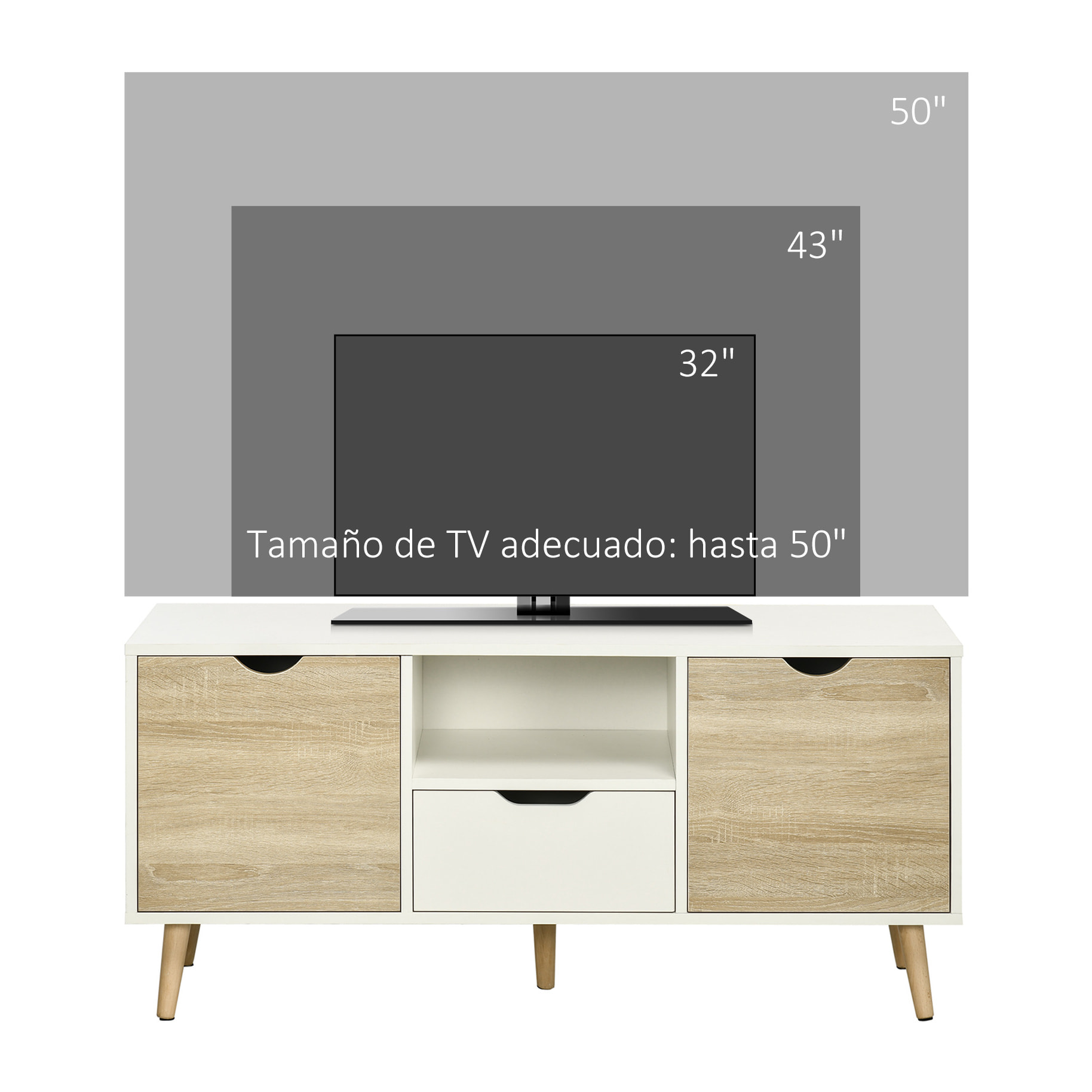 Mueble de TV con Cajón 2 Puertas Mesa para TV para Televisores 50'' 110x40x50 cm