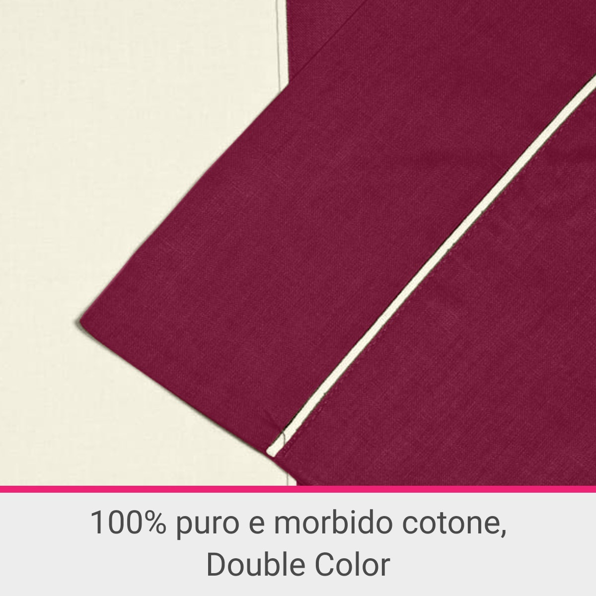 Parure Copripiumino Double-Color IPERSAN Puro Cotone Prugna/Panna