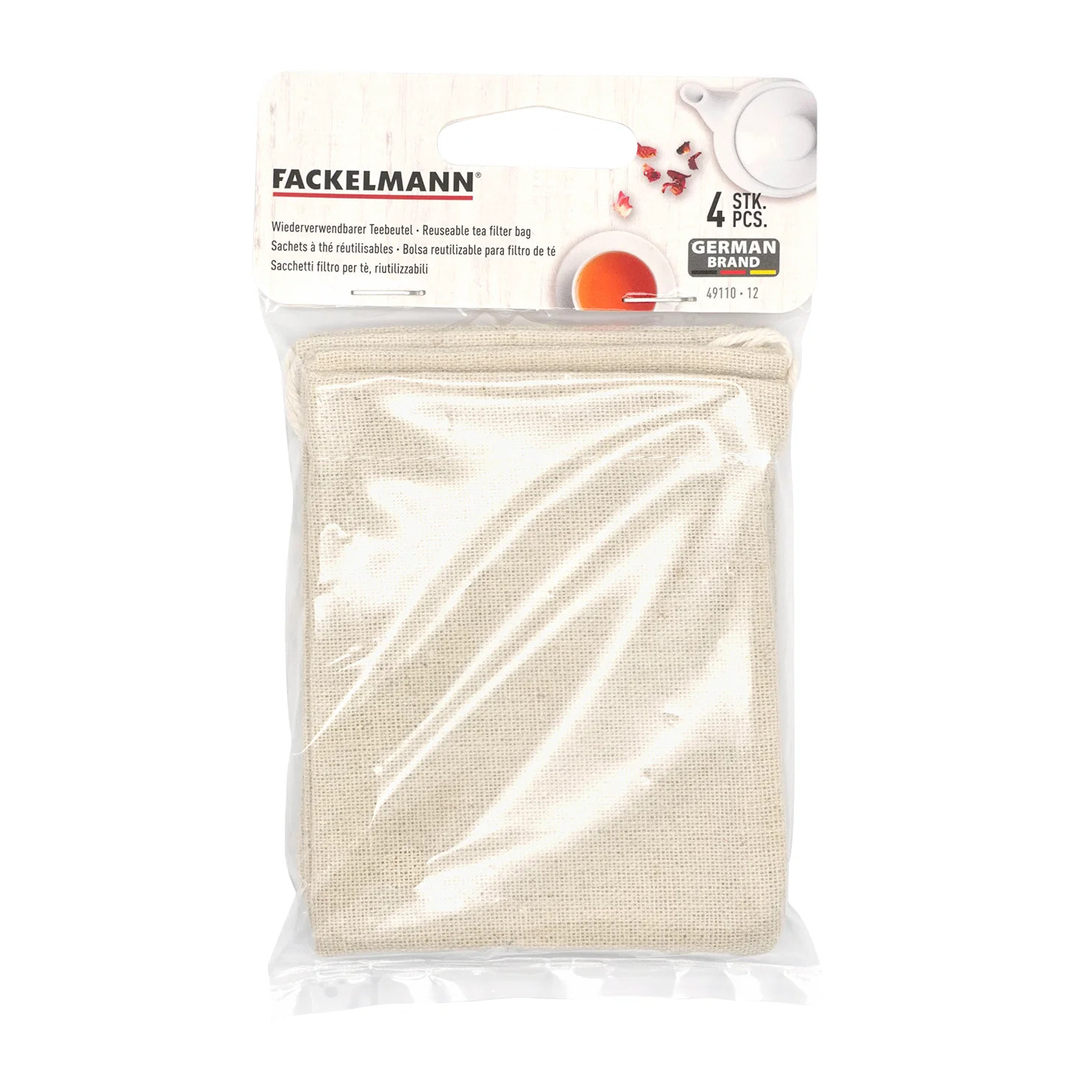 Lot de 4 sachets réemployables pour thé ou infusion Fackelmann