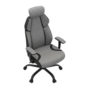 Flank - Sedia da Gaming Pro Ergonomica Poltrona Gamer con Altezza regolabile Reclinabile Girevole 360° con Braccioli in Tessuto e PVC Grigio