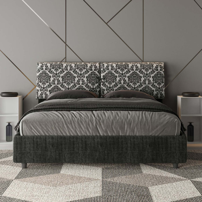 Letto matrimoniale senza rete imbottito 160x210 tessuto Agata 8 blu Mados