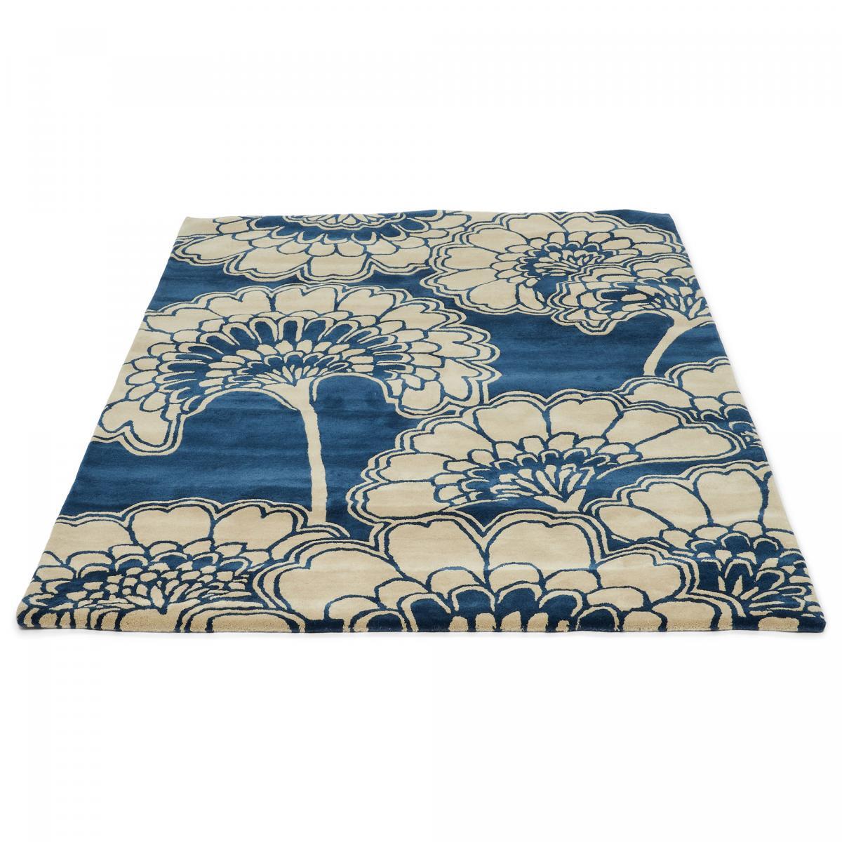 Tapis salon et chambre fait à la main en laine motif floral VAVA
