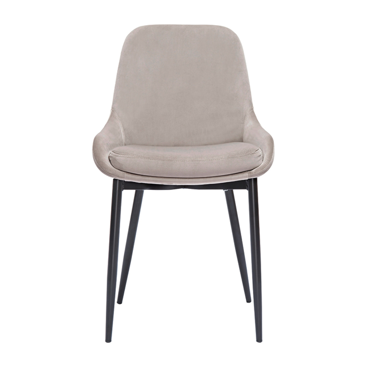 Chaises design en tissu velours taupe et métal noir (lot de 2) HOLO