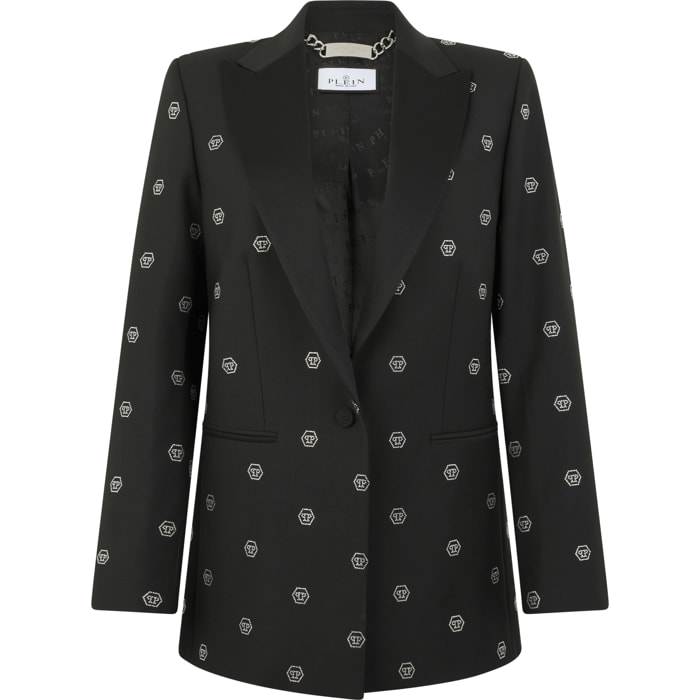 PHILIPP PLEIN Boyfriend's Fit Blazer Monogram Strass Monogram