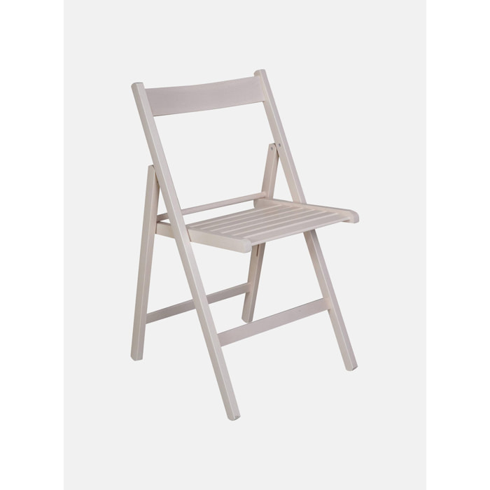 Sedia pieghevole moderna in legno, per balcone o giardino, cm 42x48h79, Seduta h cm 47, colore Bianco