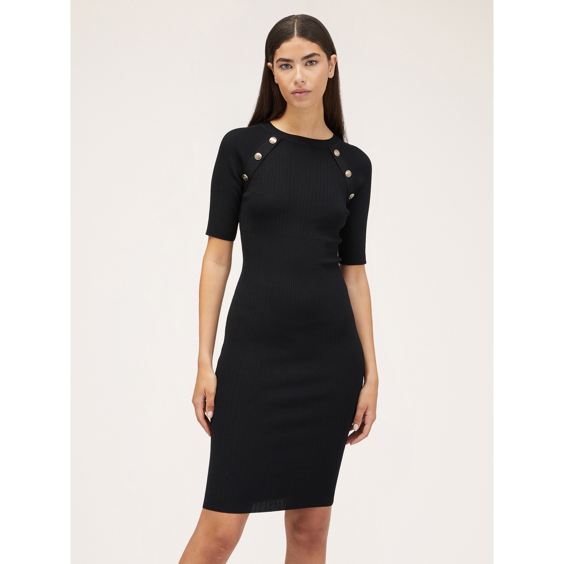 Motivi - Vestido de punto con detalle de botones - Negro