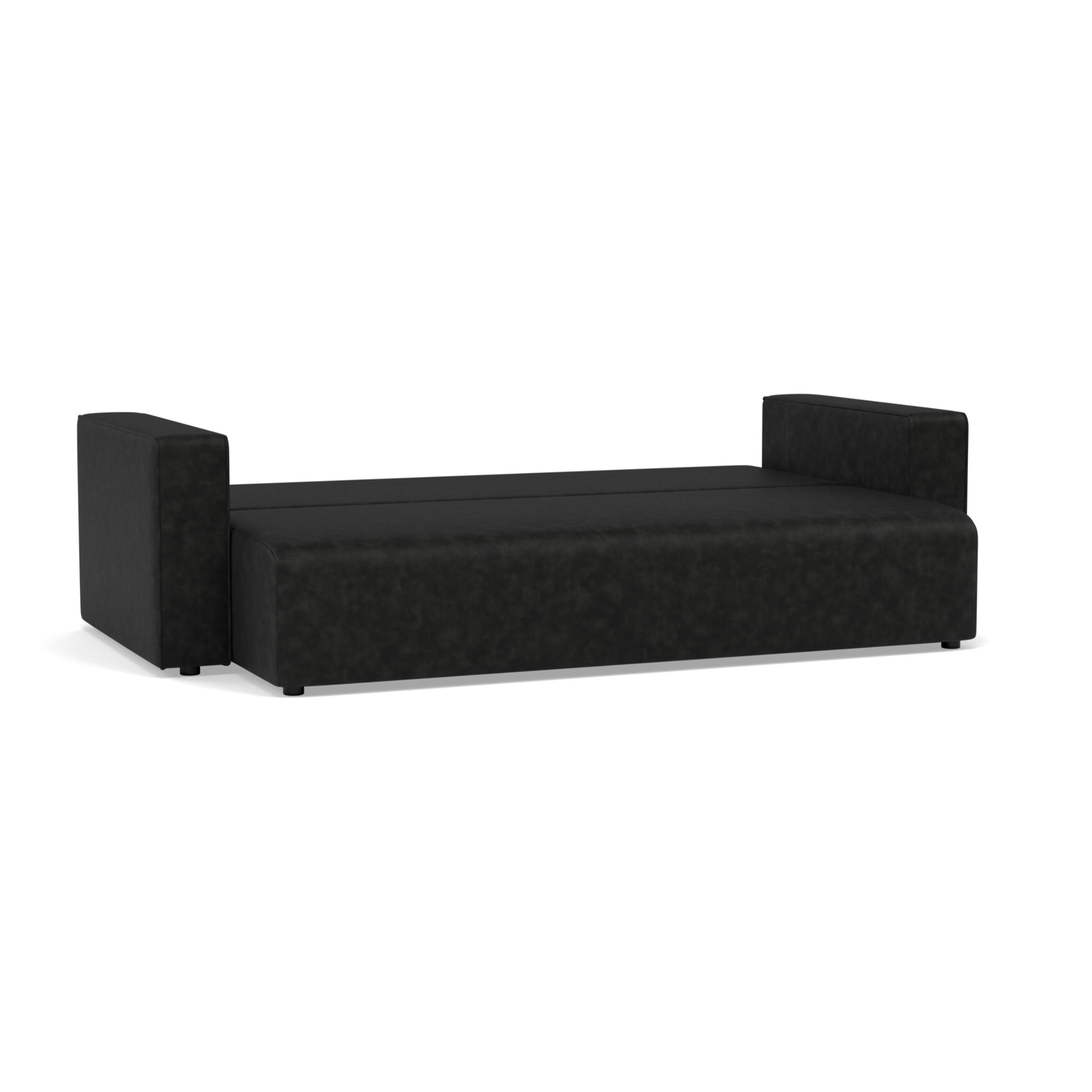 Topaze - canapé droit 3 places convertible avec coffre en simili - Noir