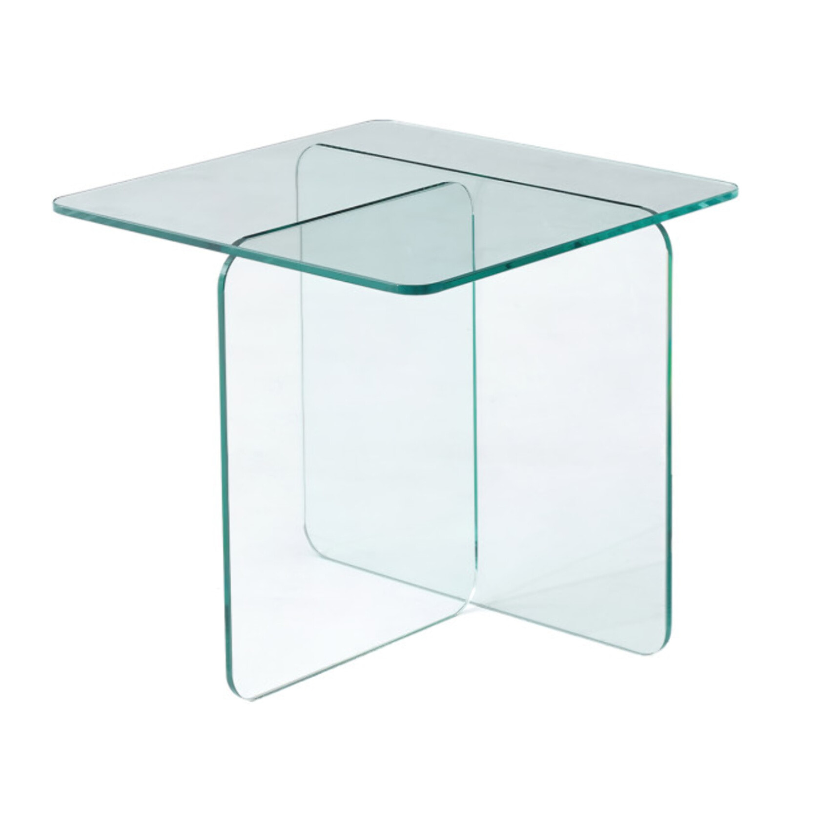 Table basse carrée en verre trempé transparent - BENT