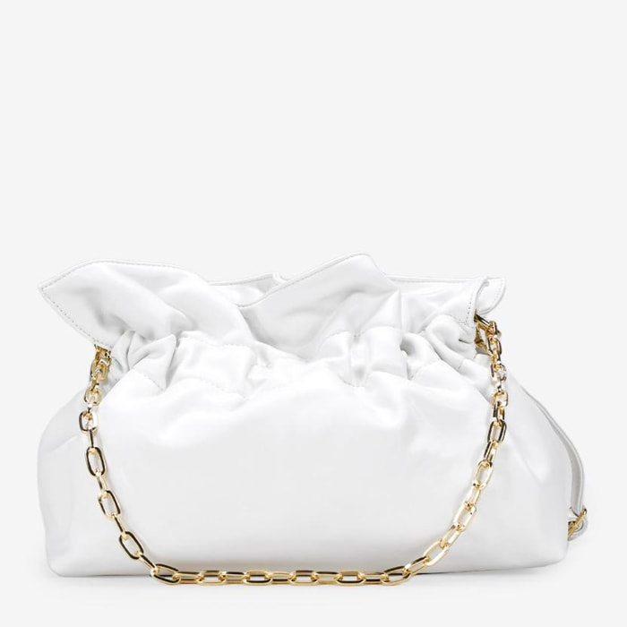 Bolso de hombro blanco con cadena