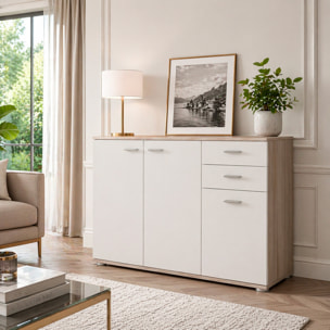 Credenza Mobile Soggiorno Madia Moderna Cucina Sala Pranzo Ingresso Minimal Contenitore Ante Cassetti Arredo Salvaspazio 103x 70x 35 Cm Rovere Chiaro