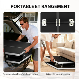 Mini table de ping pong pliable dim. 152 x 76 x 70 cm noir blanc avec accessoires